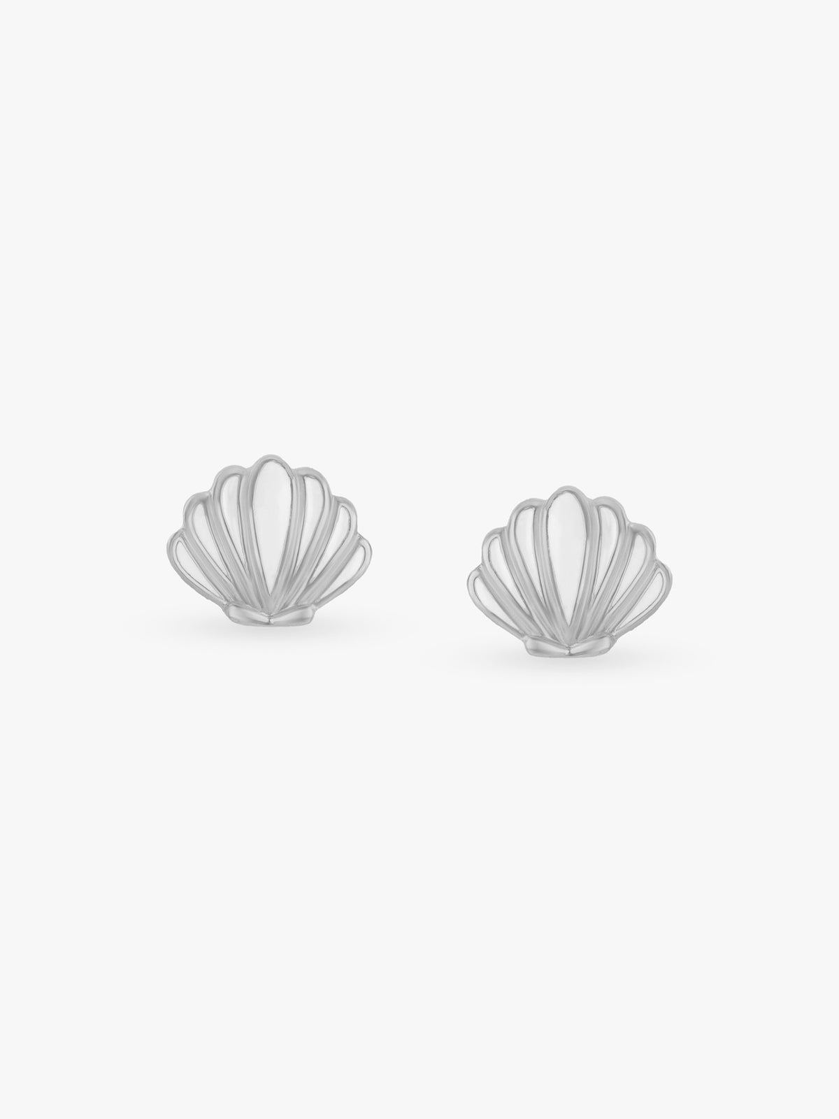 Close up of SIJA Shell Stud Earrings handcrafted in 925 sterling silver BIS hallmarked ocean motif elegant accessory ideal for daily wear and celebrations