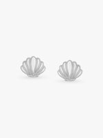 Close up of SIJA Shell Stud Earrings handcrafted in 925 sterling silver BIS hallmarked ocean motif elegant accessory ideal for daily wear and celebrations