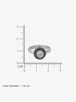 Reverse view of SIJA Bloom Antique Toe Ring showing BIS 925 hallmark certified oxidised sterling silver jewellery made in India