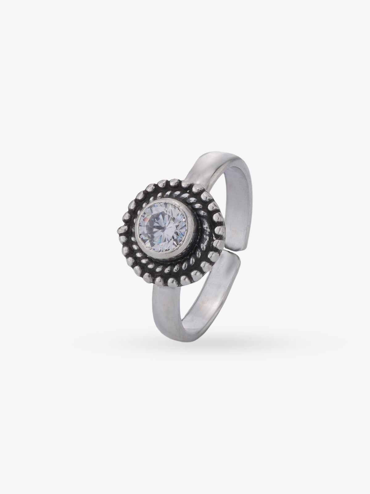 SIJA 925 Silver Bloom Antique Toe Ring oxidised silver jewellery elegant front view traditional accessory for women