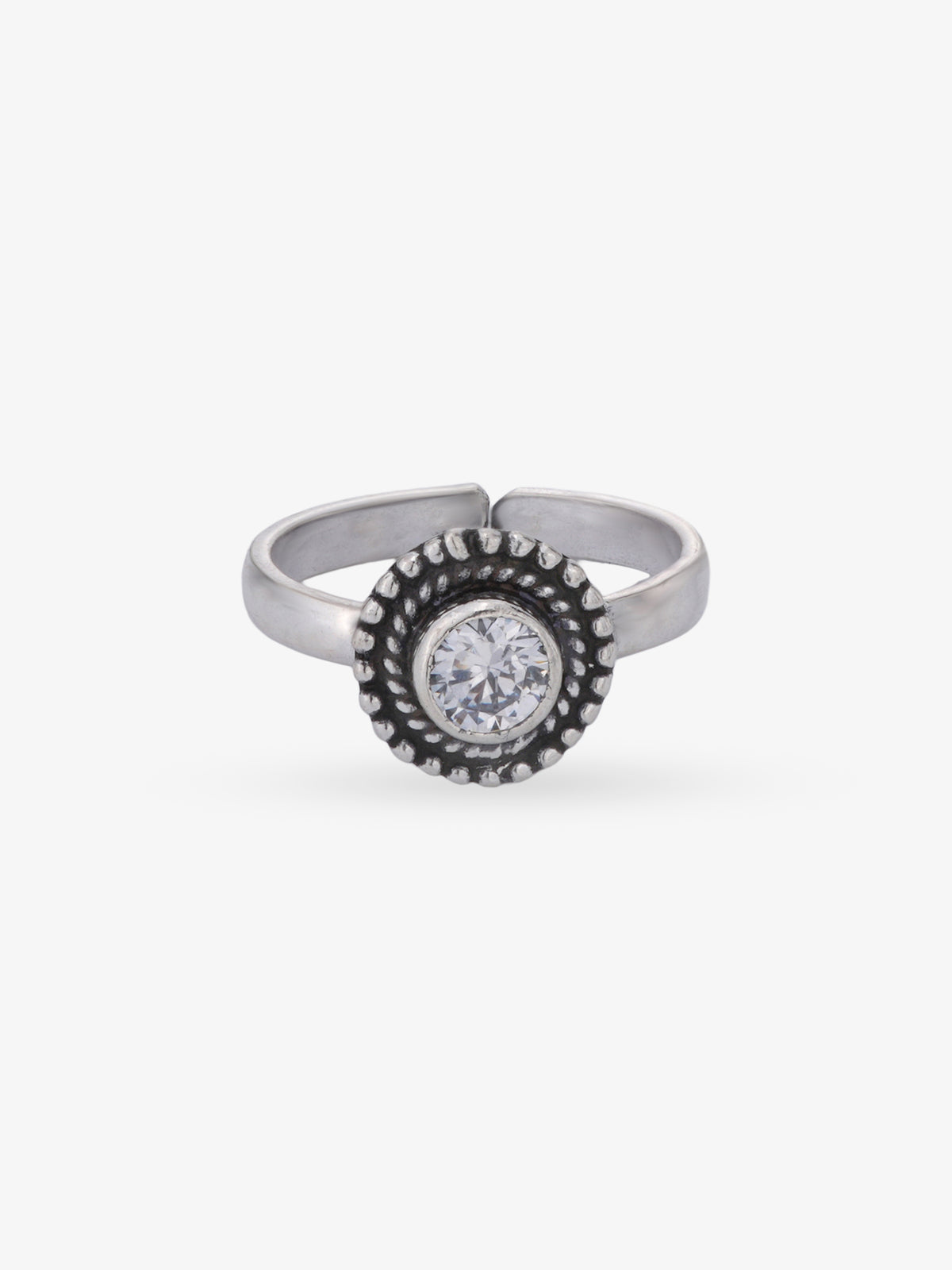 Adjustable band detail of SIJA 925 Silver Bloom Antique Toe Ring showcasing flexible fit and premium oxidised silver quality