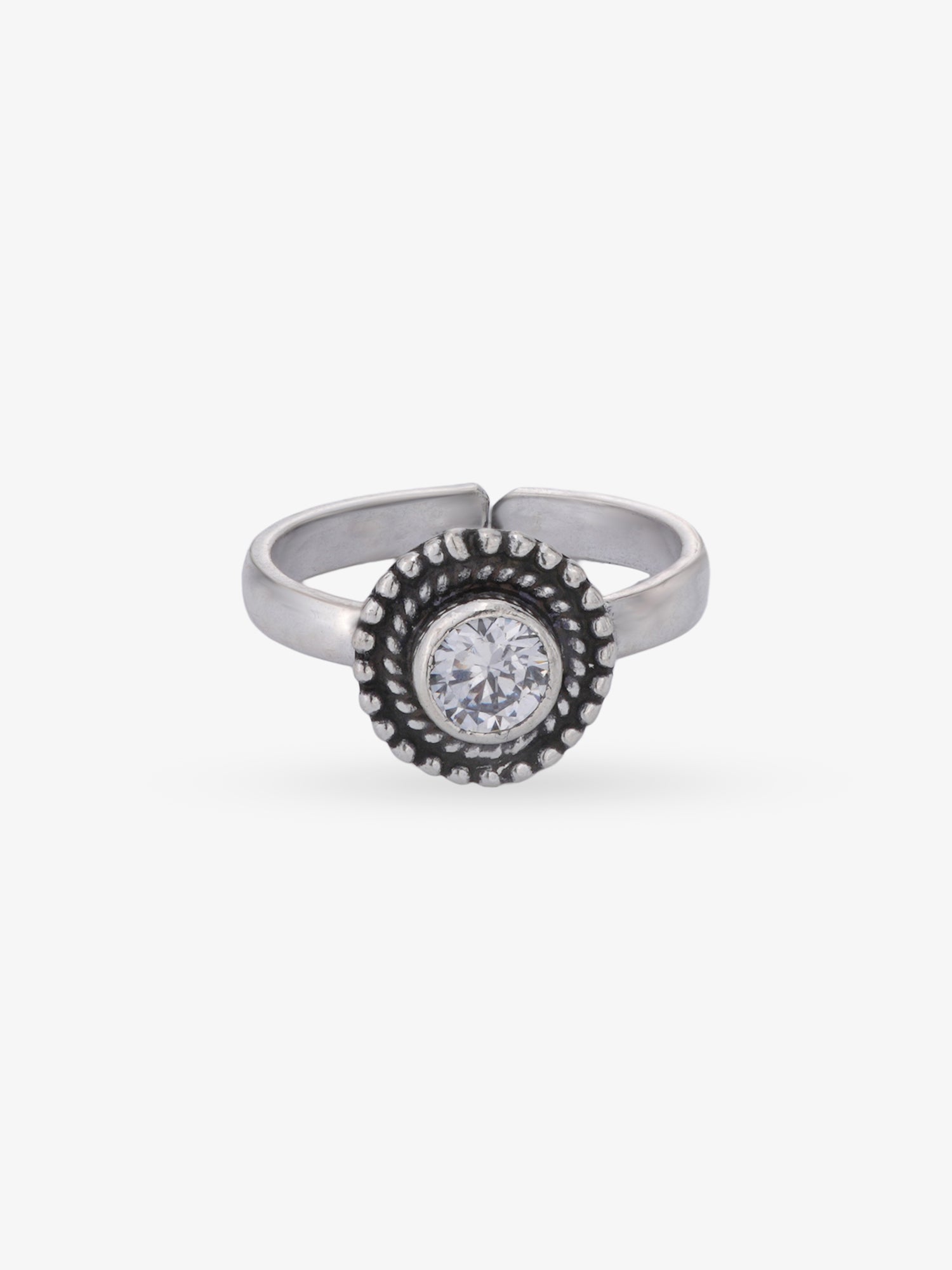 Adjustable band detail of SIJA 925 Silver Bloom Antique Toe Ring showcasing flexible fit and premium oxidised silver quality