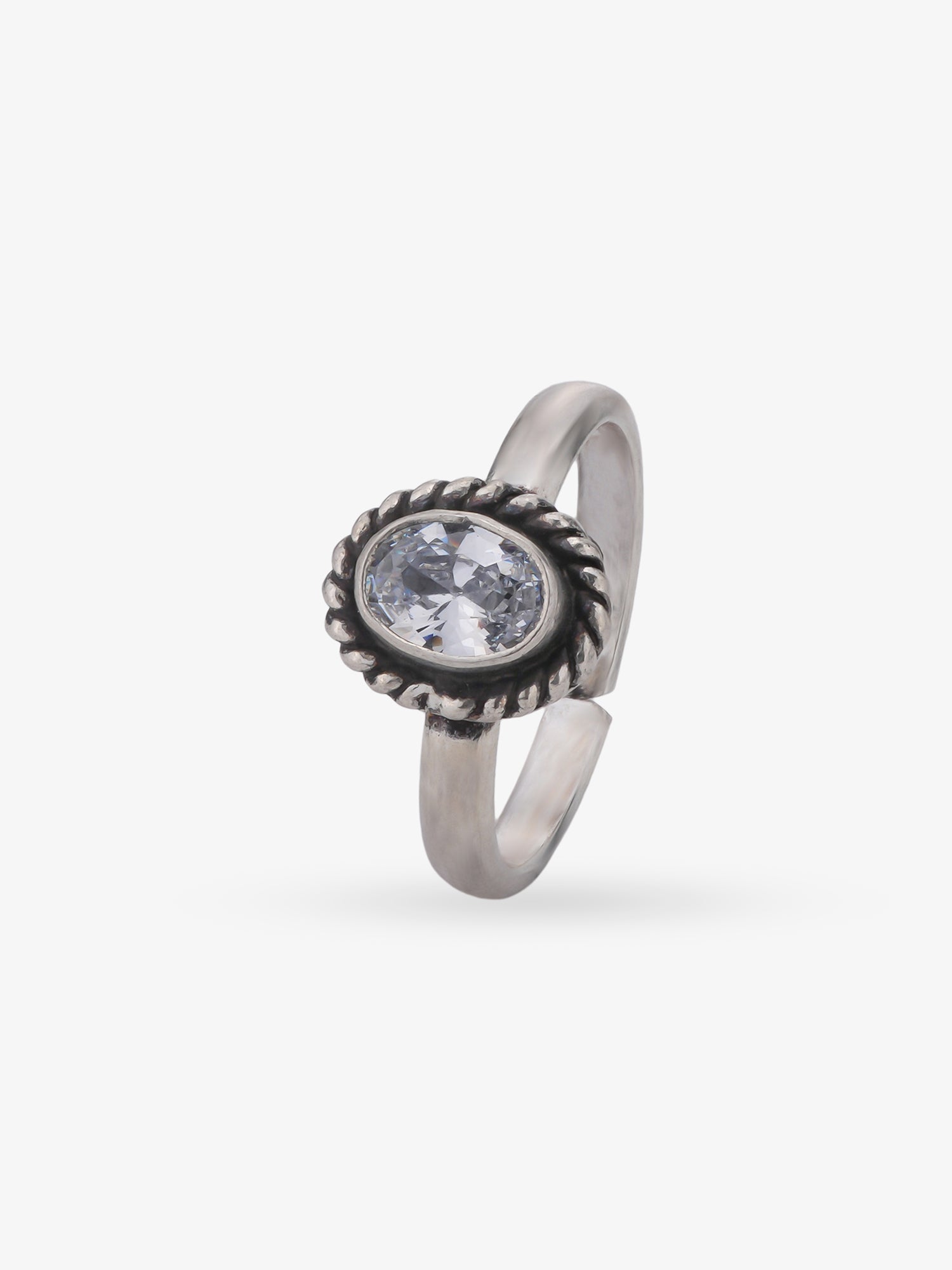 SIJA 925 Silver Blossom Antique Toe Ring oxidised silver jewellery elegant front view traditional accessory for women