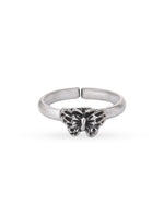 Detailed close up of SIJA 925 Silver Butterfly Toe Ring showing oxidised butterfly design and handcrafted silver finish