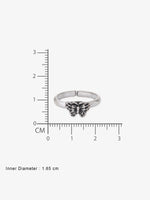 Reverse view of SIJA Butterfly Toe Ring showing BIS 925 hallmark certified oxidised sterling silver jewellery made in India