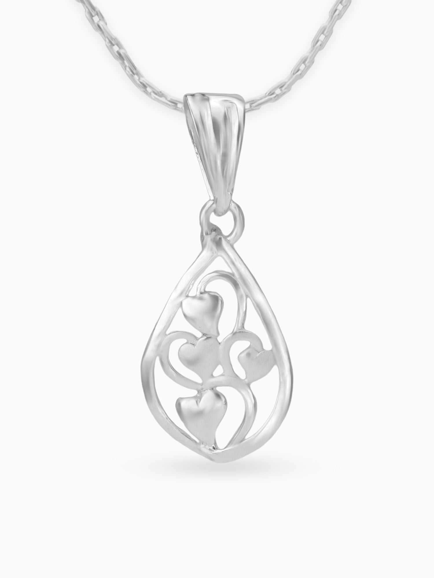 Close up SIJA 925 silver jewellery silver drop with multiple hearts charm handcrafted premium design romantic motif accessory for everyday wear and special occasions