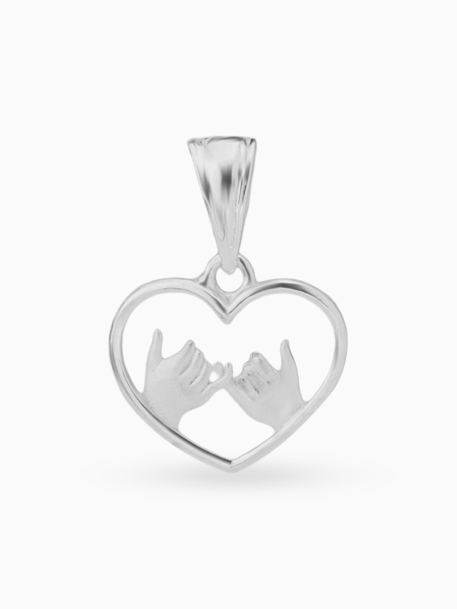 Hero shot SIJA 925 silver jewellery heart with hands tied charm BIS hallmarked romantic accessory perfect for birthdays festive wear and gifting