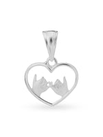 Hero shot SIJA 925 silver jewellery heart with hands tied charm BIS hallmarked romantic accessory perfect for birthdays festive wear and gifting