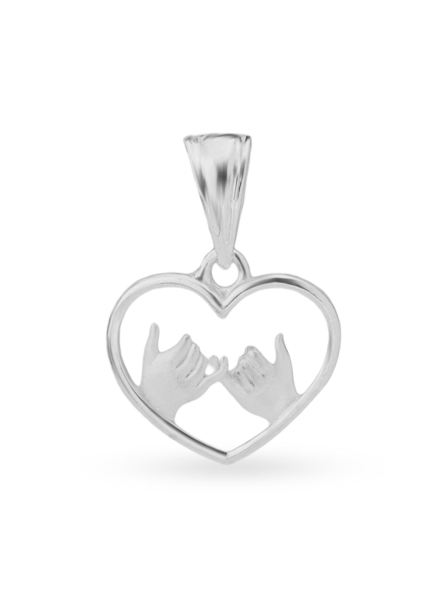 Hero shot SIJA 925 silver jewellery heart with hands tied charm BIS hallmarked romantic accessory perfect for birthdays festive wear and gifting