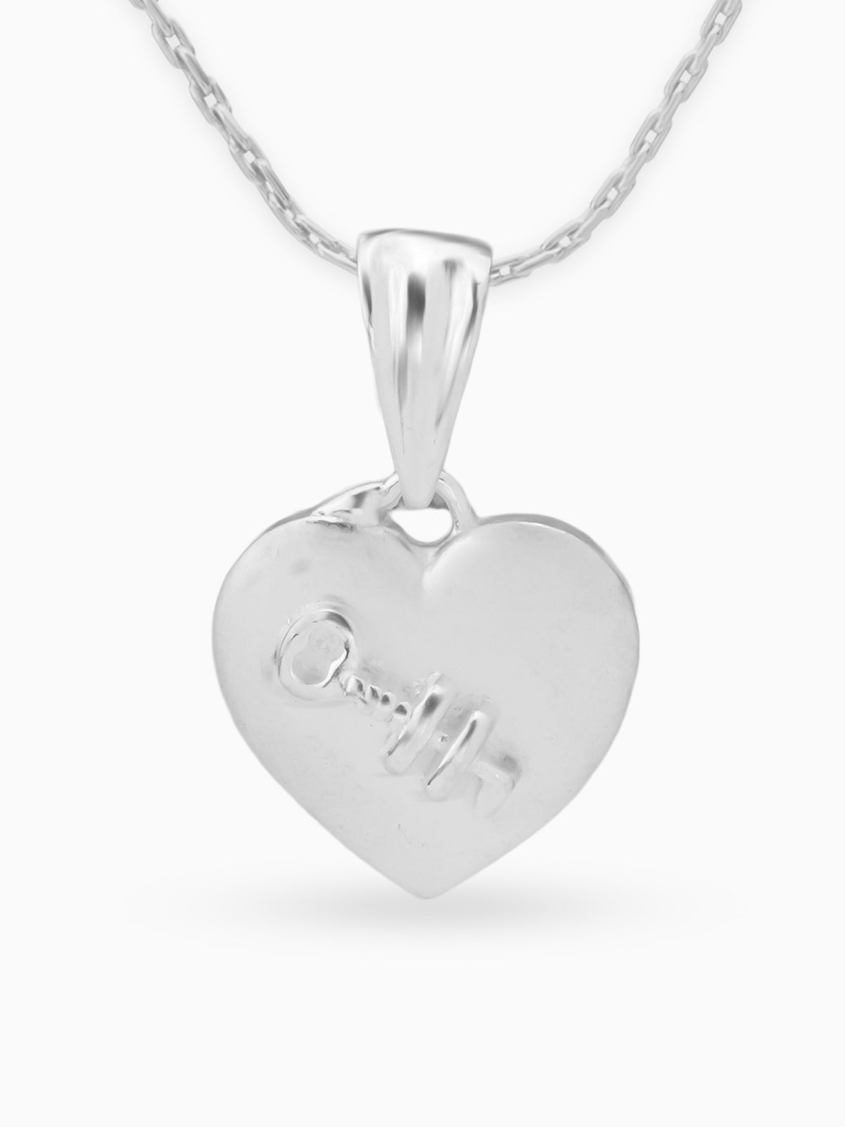 Close up SIJA 925 silver jewellery heart with key charm handcrafted premium design symbolic motif accessory for everyday wear and special occasions