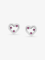 SIJA 925 Silver Heart with Tri‑Pink Stone Stud elegant sterling silver womens jewellery accessory front view