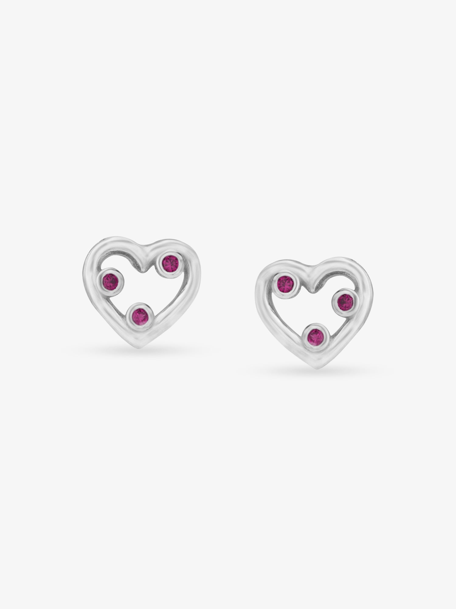 SIJA 925 Silver Heart with Tri‑Pink Stone Stud elegant sterling silver womens jewellery accessory front view