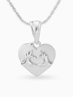 Close up SIJA 925 silver jewellery heart within heart charm handcrafted premium design symbolic motif accessory for everyday wear and special occasions