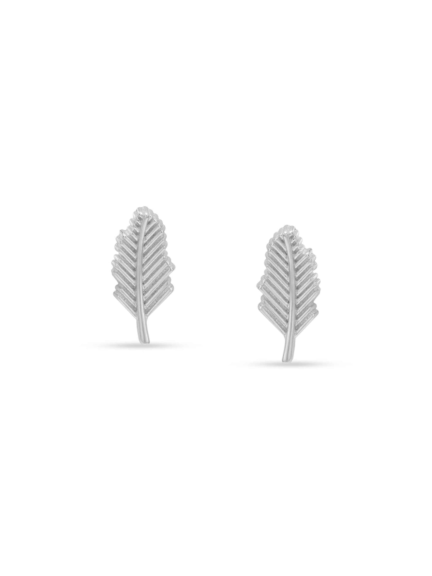Detailed close up of SIJA 925 Silver Leaf Stud showing delicate leaf motif and handcrafted silver finish
