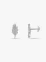 Side profile of SIJA 925 Silver Leaf Stud highlighting durable sterling silver craftsmanship and sleek design