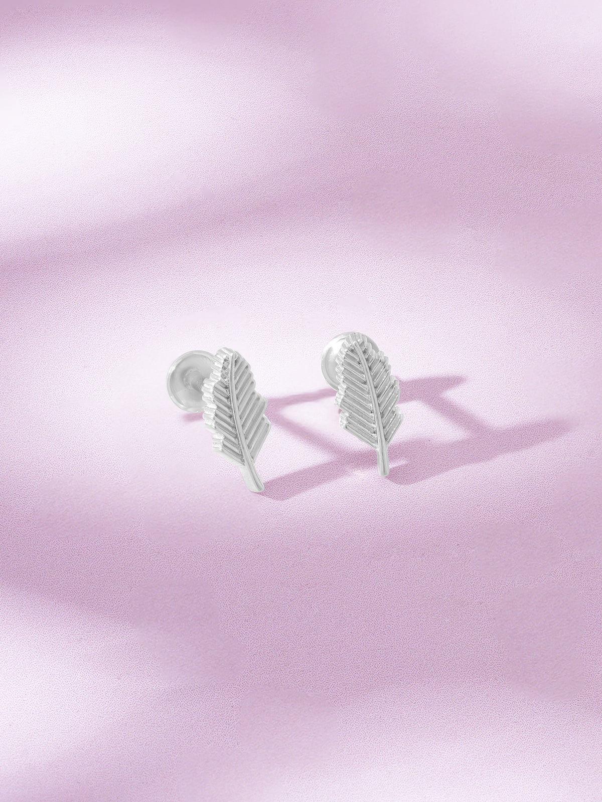 Detailed close up of SIJA 925 Silver Leaf Stud showing delicate leaf motif and handcrafted silver finish