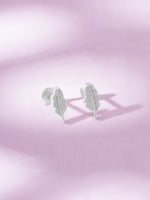 Detailed close up of SIJA 925 Silver Leaf Stud showing delicate leaf motif and handcrafted silver finish