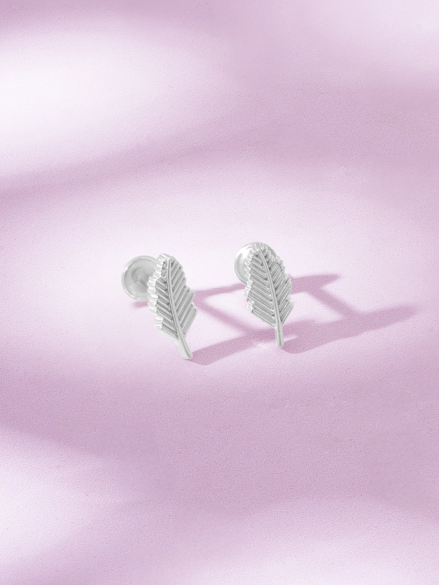 Detailed close up of SIJA 925 Silver Leaf Stud showing delicate leaf motif and handcrafted silver finish