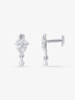 Side view of SIJA 925 Silver Leaf‑Drop Earrings highlighting sleek silver setting with dangling leaf charm