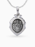 Close up SIJA 925 silver jewellery lion faced charm handcrafted premium design powerful motif accessory for everyday wear and special occasions