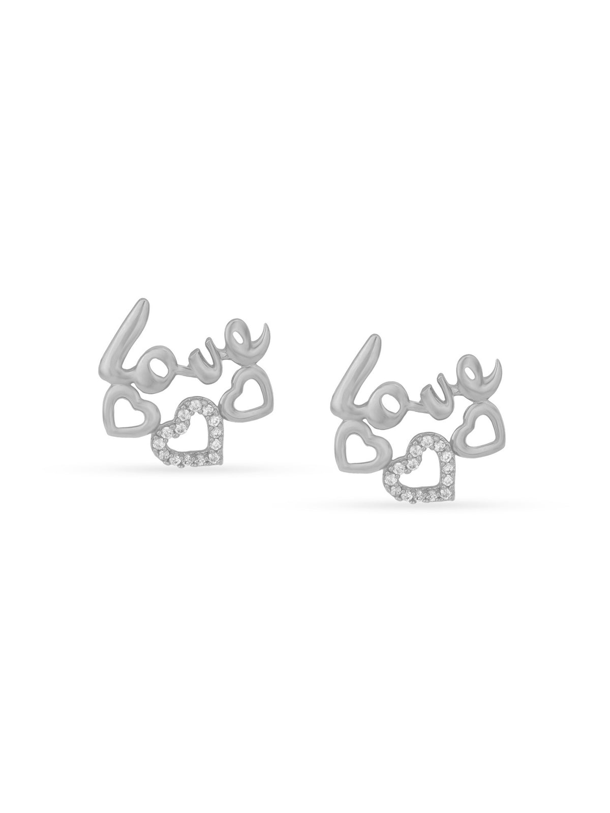 SIJA Silver Love Stud Earrings 925 sterling silver BIS hallmarked romantic heart inspired elegant jewellery versatile design perfect for women men kids festive wear and gifting