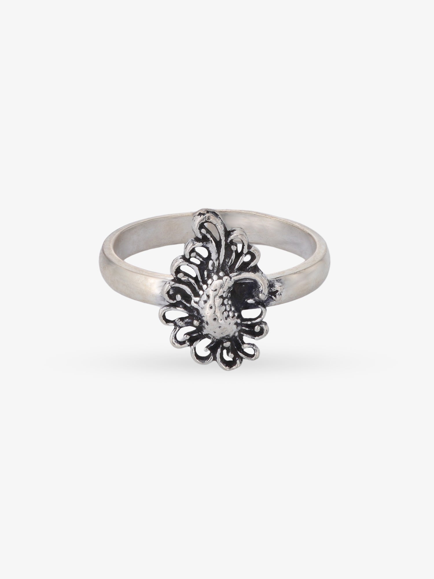 SIJA 925 Silver Peacock Toe Ring oxidised silver jewellery elegant front view traditional accessory for women