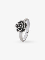 SIJA 925 Silver Rose Bloom Toe Ring oxidised silver jewellery elegant front view traditional accessory for women
