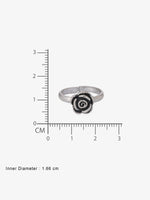 Reverse view of SIJA Rose Toe Ring showing BIS 925 hallmark certified oxidised sterling silver jewellery made in India