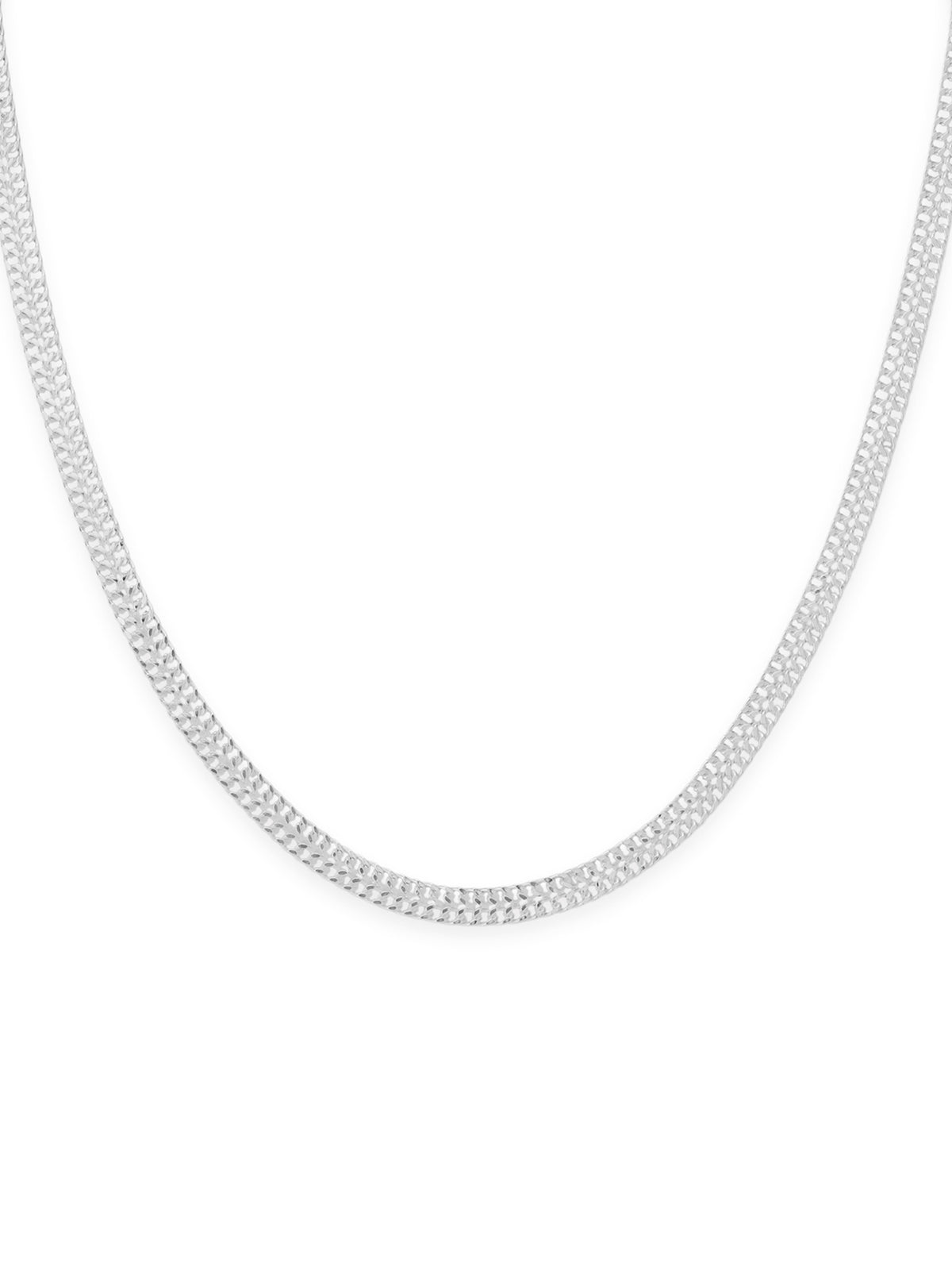 Detailed close up of SIJA 925 Silver Stream Chain showing smooth flowing links and handcrafted silver finish