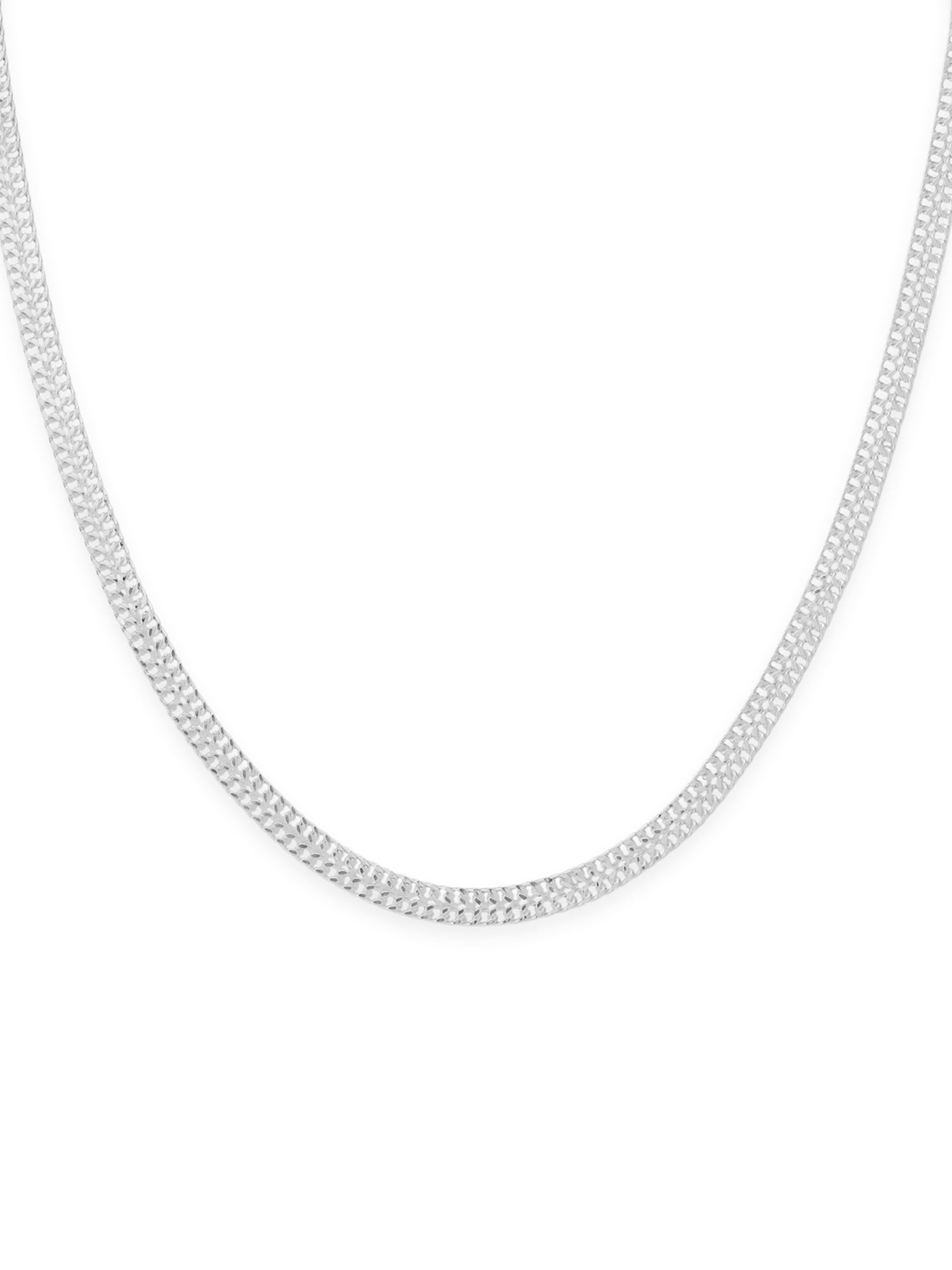 Detailed close up of SIJA 925 Silver Stream Chain showing smooth flowing links and handcrafted silver finish