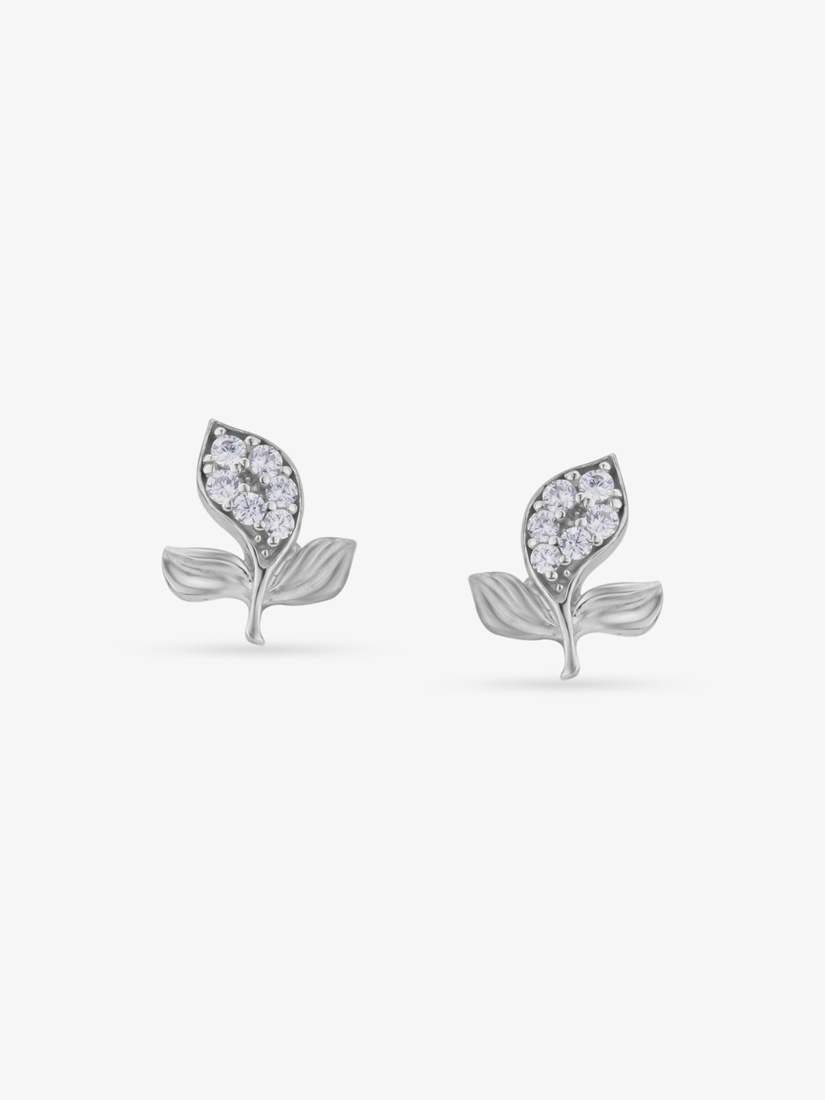 SIJA 925 Silver Tri‑Leaf Stud elegant sterling silver womens jewellery accessory front view