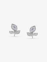 SIJA 925 Silver Tri‑Leaf Stud elegant sterling silver womens jewellery accessory front view
