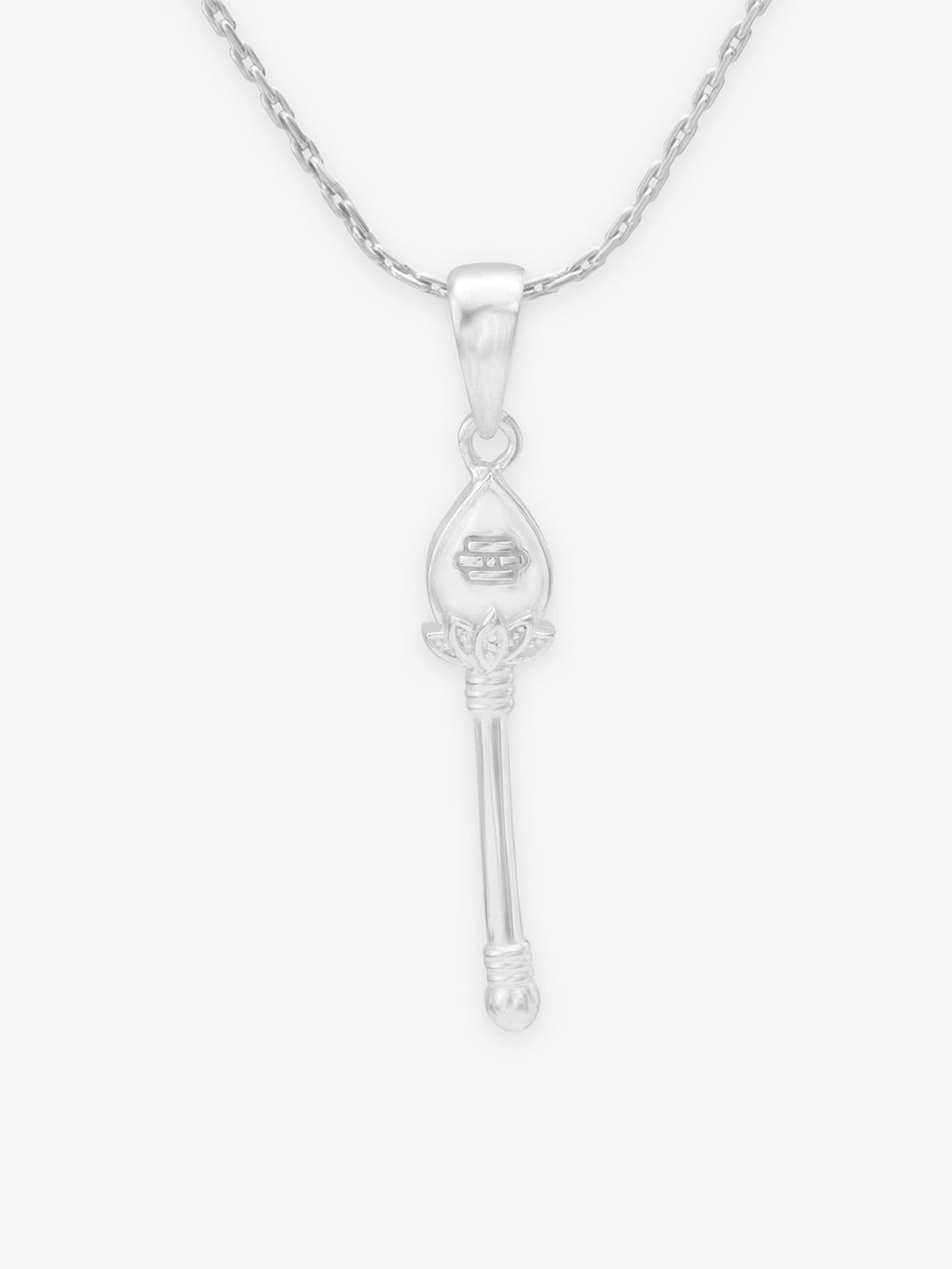 Detailed close up of SIJA 925 Silver Vel Charm showing symbolic vel design and handcrafted silver finish