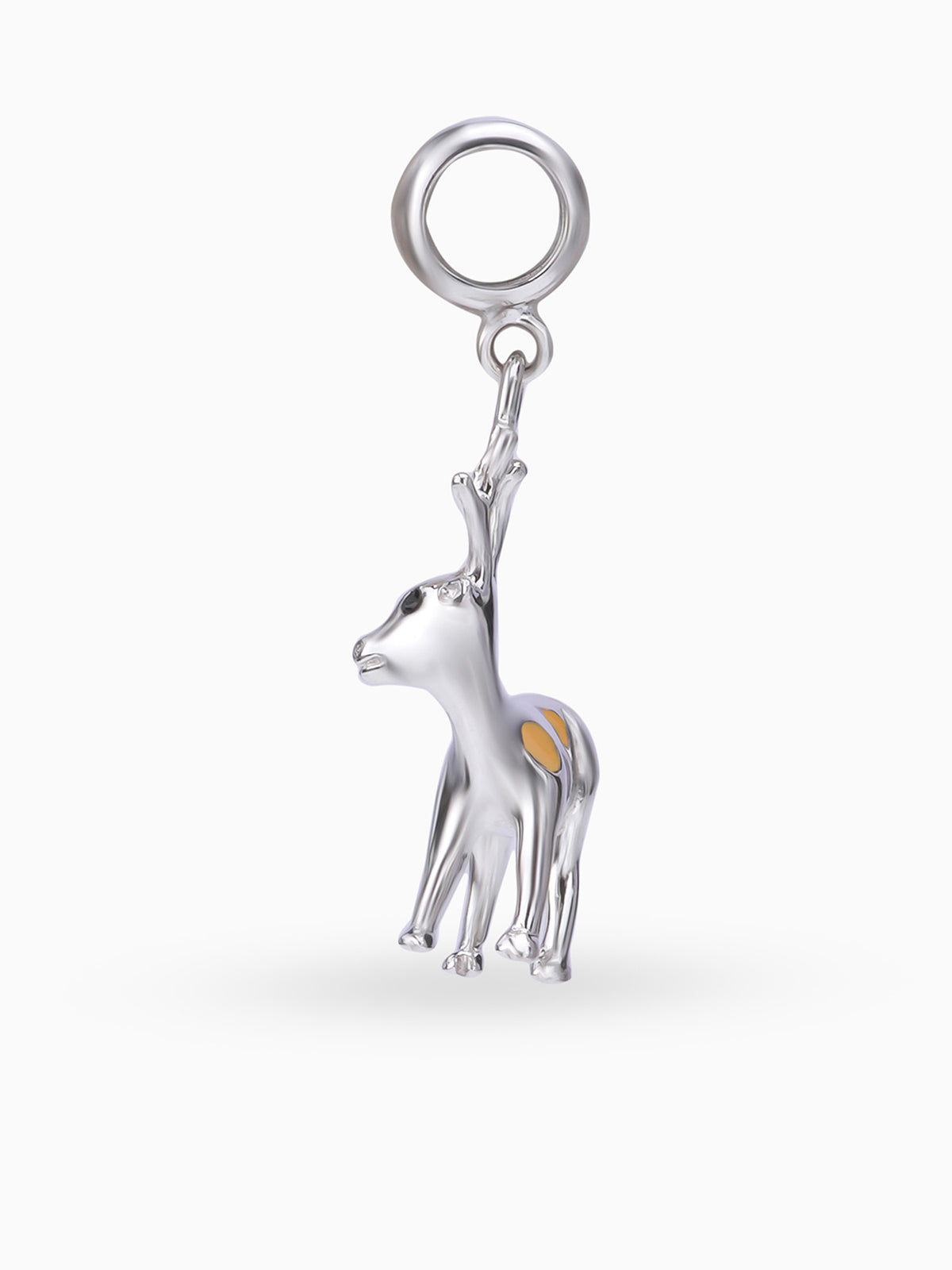 Side view SIJA 925 silver jewellery silver yellow deer charm stylish handcrafted accessory perfect for weddings parties anniversaries and festive wear