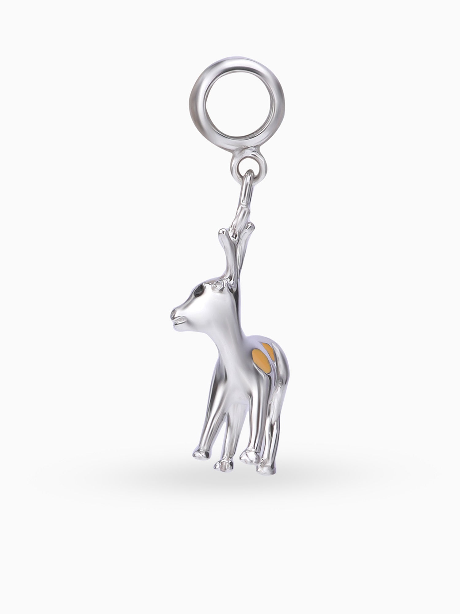 Side view SIJA 925 silver jewellery silver yellow deer charm stylish handcrafted accessory perfect for weddings parties anniversaries and festive wear