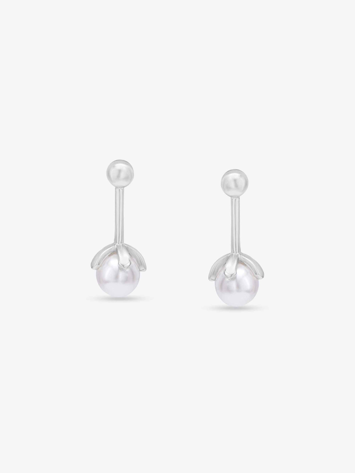 SIJA 925 Silver Simple Pearl Drop Stud elegant sterling silver jewellery accessory front view