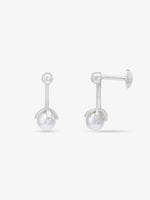 Side profile of SIJA 925 Silver Simple Pearl Drop Stud highlighting durable sterling silver craftsmanship and sleek design