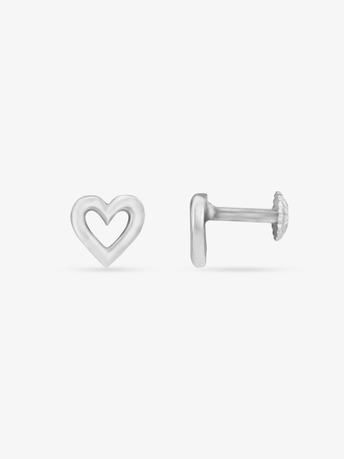 Side profile of SIJA 925 Silver Single Heart Stud sterling silver jewellery elegant accessory durable construction polished edges