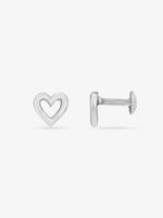 Side profile of SIJA 925 Silver Single Heart Stud sterling silver jewellery elegant accessory durable construction polished edges