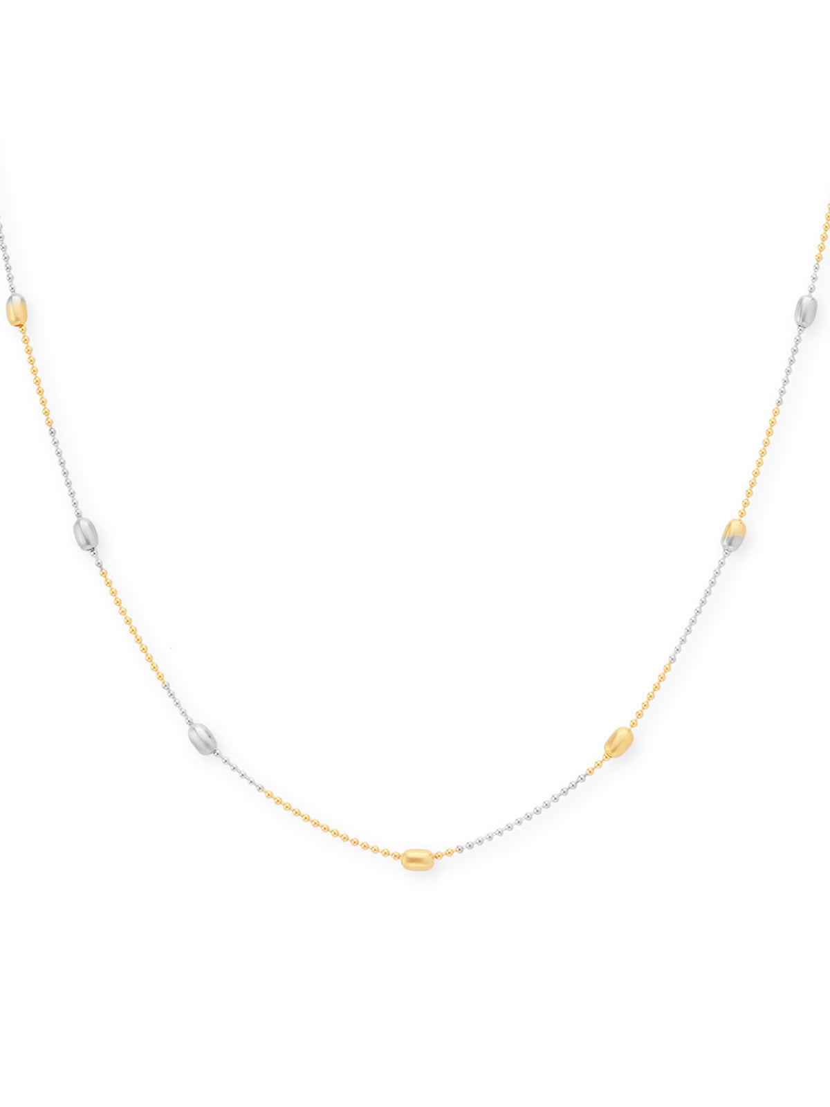 Detailed close up of SIJA 925 Silver Sleek Ball Beaded Chain showing sleek round beads and handcrafted silver finish