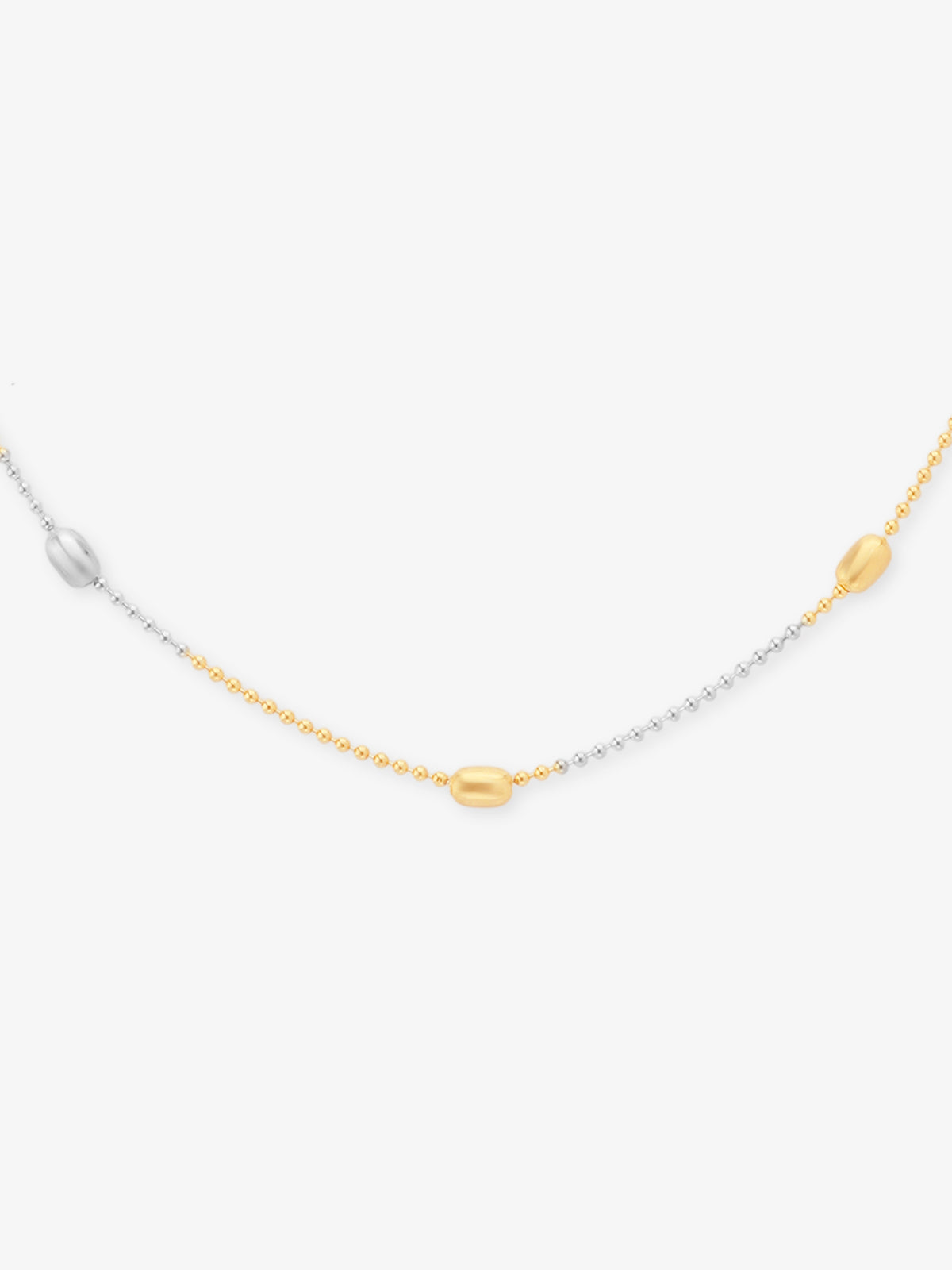Detailed close up of SIJA 925 Silver Sleek Ball Beaded Chain showing sleek round beads and handcrafted silver finish