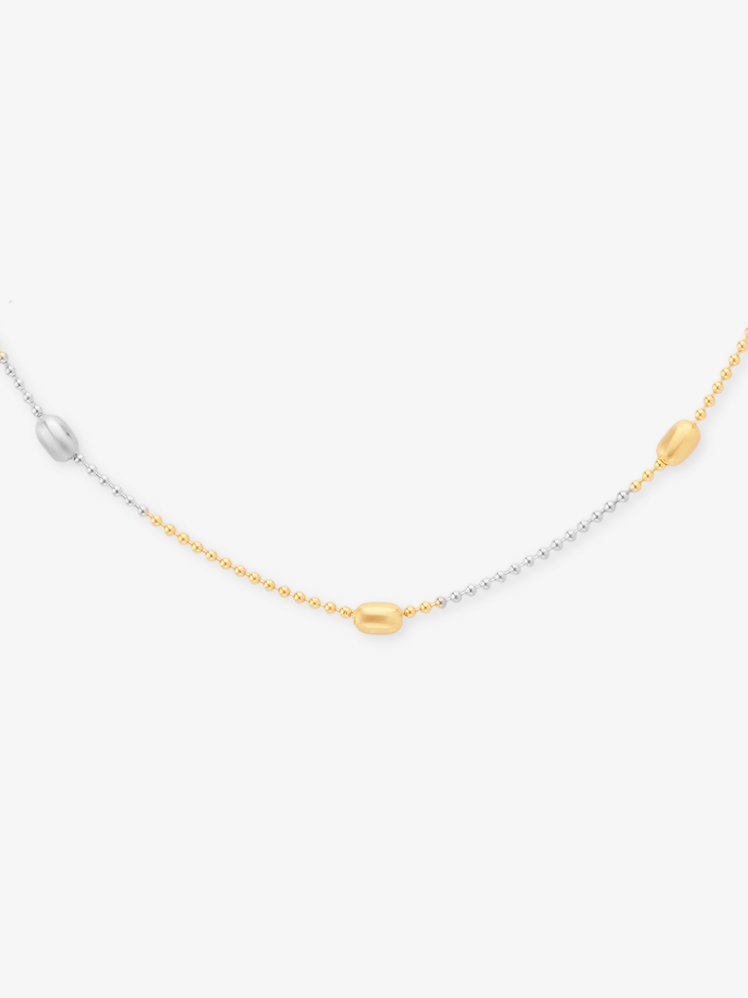 Detailed close up of SIJA 925 Silver Sleek Ball Beaded Chain showing sleek round beads and handcrafted silver finish
