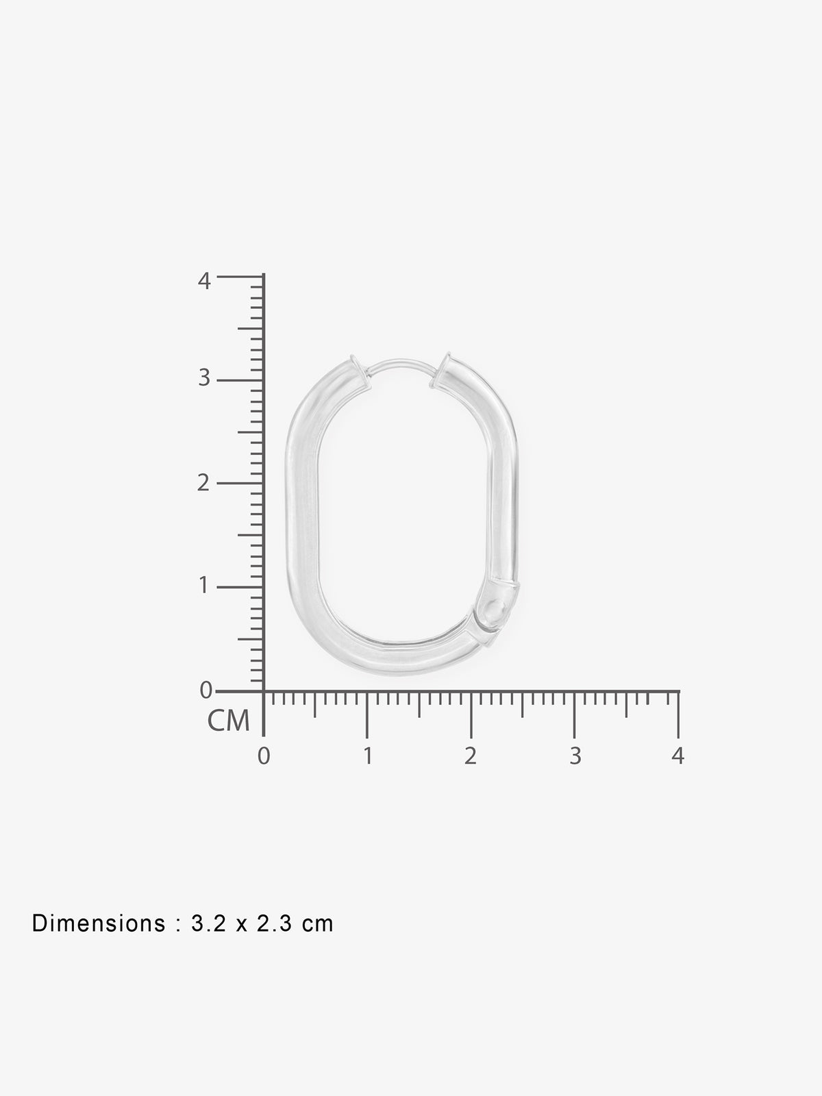 Reverse view of SIJA 925 Silver Sleek Oval Hoop Earrings showing BIS 925 hallmark certified sterling silver jewellery made in India