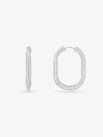 SIJA 925 Silver Sleek Oval Hoop Earrings elegant sterling silver jewellery accessory front view