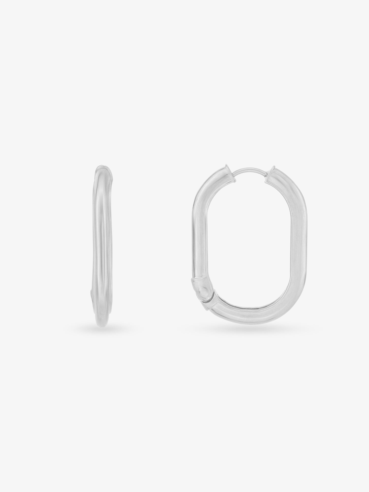 SIJA 925 Silver Sleek Oval Hoop Earrings elegant sterling silver jewellery accessory front view