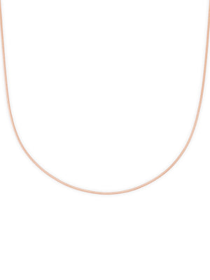 Detailed close up of SIJA 925 Silver Rose Gold Sleek Snake Chain showing smooth flexible links and rose gold plated finish
