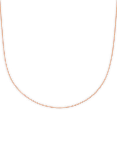 Detailed close up of SIJA 925 Silver Rose Gold Sleek Snake Chain showing smooth flexible links and rose gold plated finish