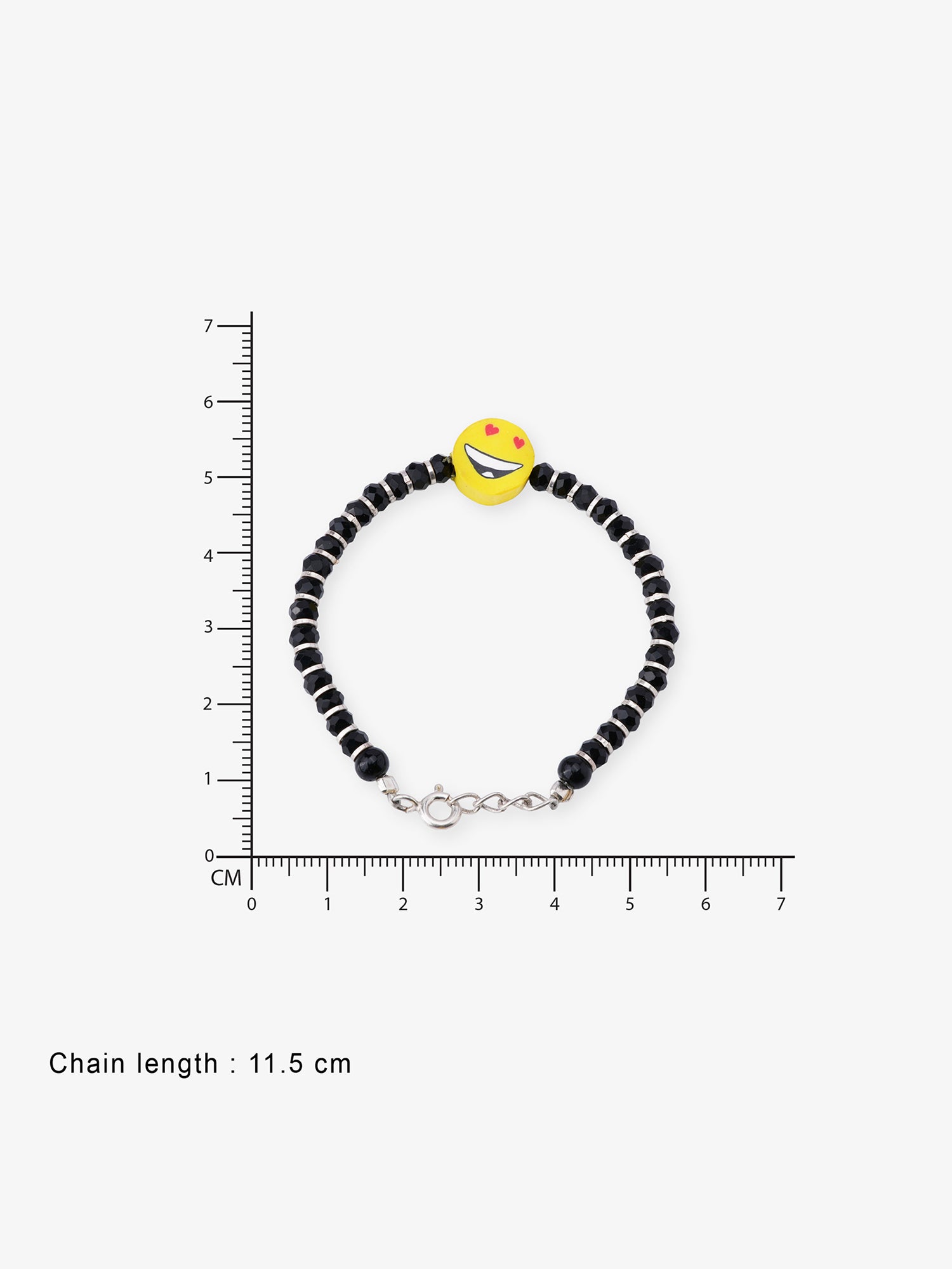 Clasp of SIJA Smiley Kids Bracelet showing BIS 925 hallmark stamp certified sterling silver jewellery made in India