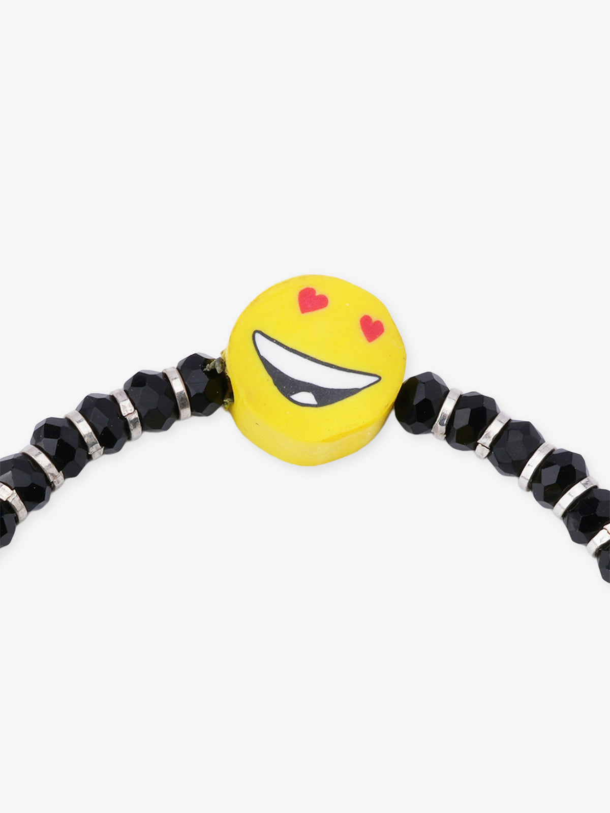 Close‑up of SIJA 925 sterling silver Smiley Kids Bracelet showing smiley charm detailing and handcrafted design