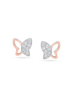 Detailed close up of SIJA 925 Silver Sparkle Butterfly Stud showing sparkling butterfly wings and handcrafted silver finish